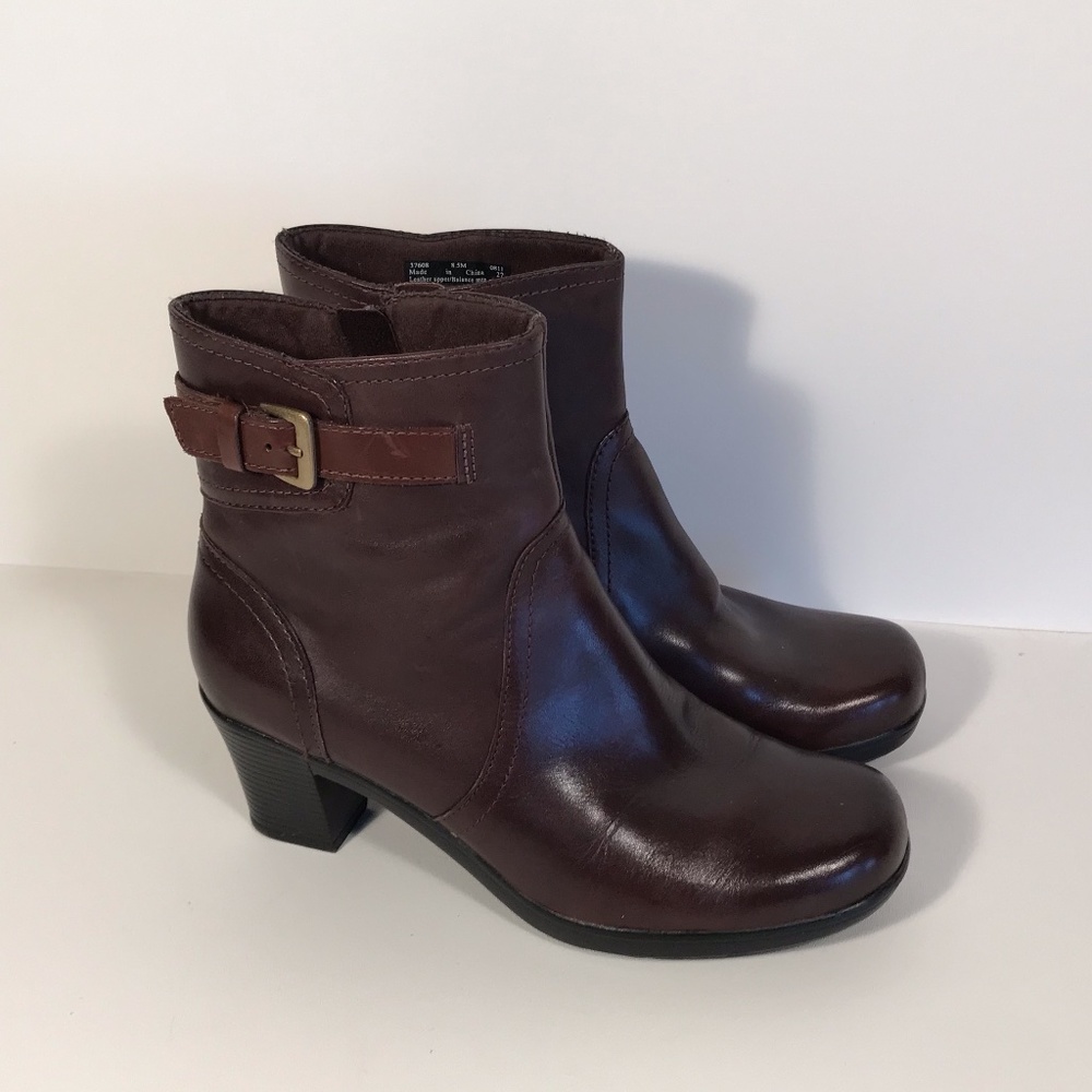 Clarks Brown Leather Ankle Boots Women 8.5 M